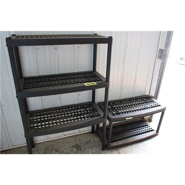 2 black plastic shelves