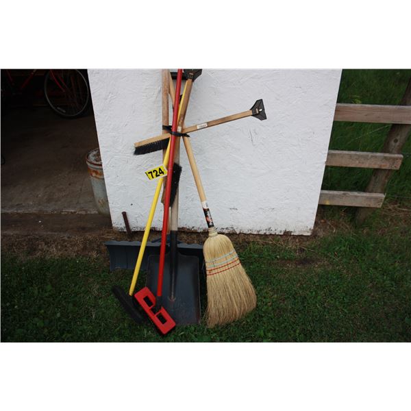 brooms and snow shovel