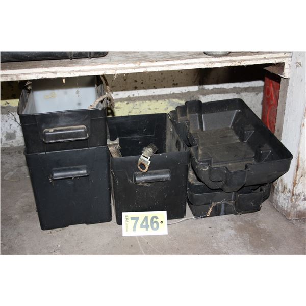 3 plastic marine battery trays