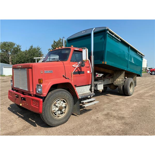 (GROUP LOT- 13,14,15 & 16) 1985 BRIGADIER, single axle Grain Truck, Double frame, new 3208 & 4 spd a