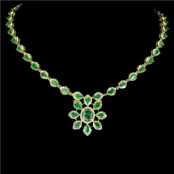 Natural Unheated Colombian Emerald Necklace