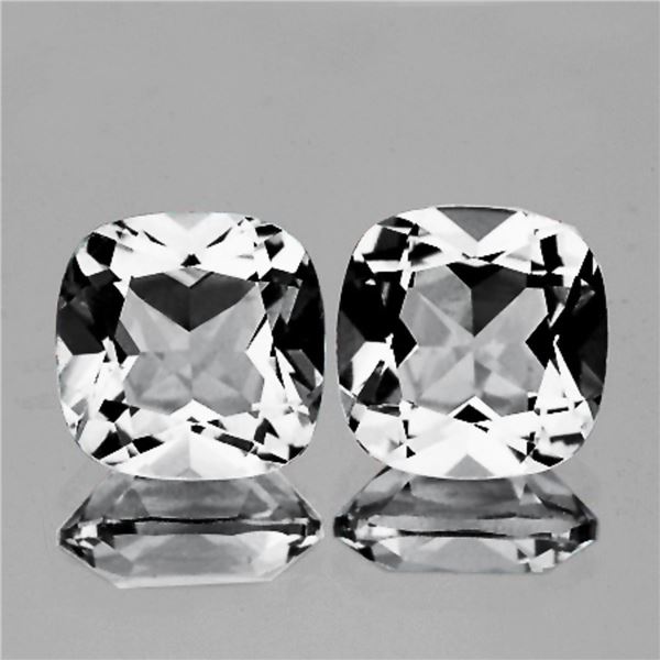 Natural Cushion Brazil White Topaz Pair {Flawless-VVS1}