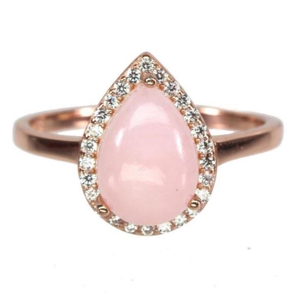 Natural Unheated Pear Pink Opal Ring