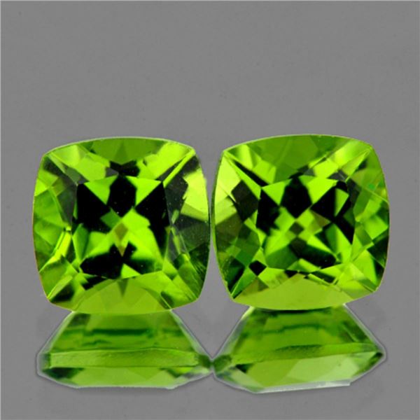 Natural Cushion Green Peridot Pair 10.84 Ct{VVS}