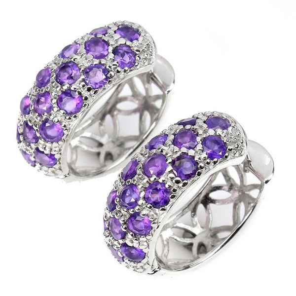 Natural Unheated Round Amethyst Earrings