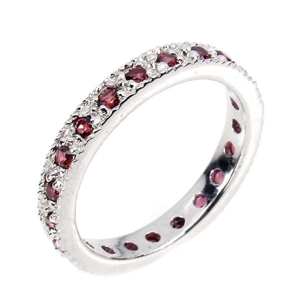 Natural Rhodolite Garnet Eternity Ring