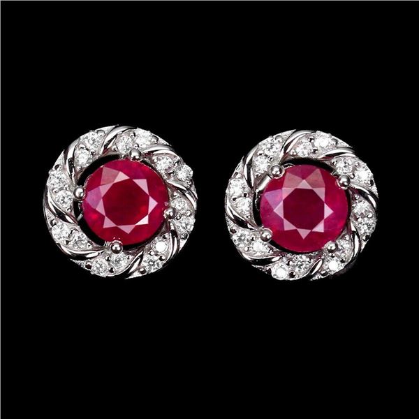 Natural Pigeon Blood Red Ruby Earrings