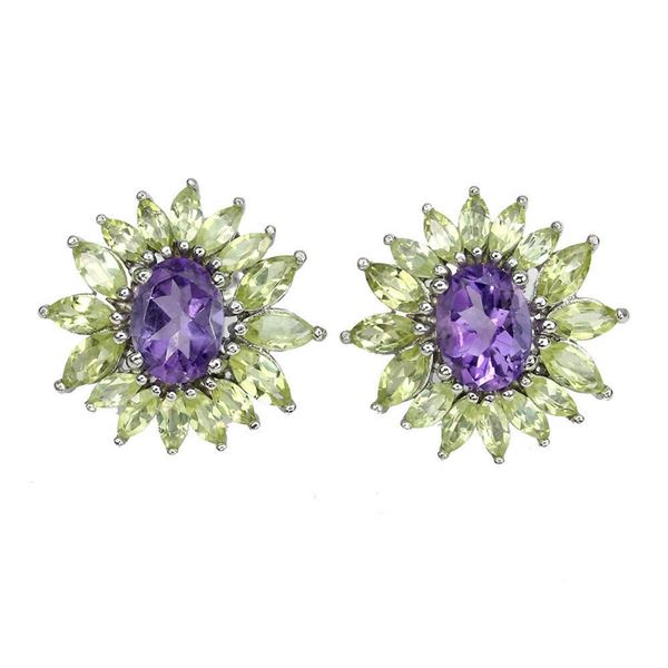 Natural  Amethyst Peridot  Earrings
