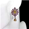 Image 1 : Natural Citrine Rhodolite Tanzanite Earrings