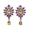 Image 2 : Natural Citrine Rhodolite Tanzanite Earrings