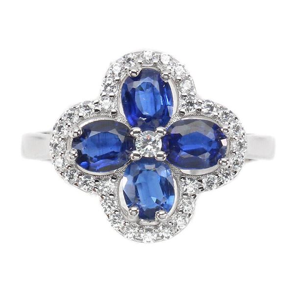 Natural Unheated Oval Blue Kyanite Ring