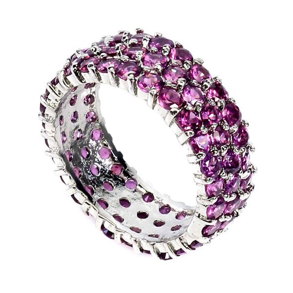 Natural Unheated Round Pink Rhodolite Garnet Ring