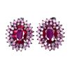 Image 1 : Natural Oval Red Ruby  & Sapphire Earrings
