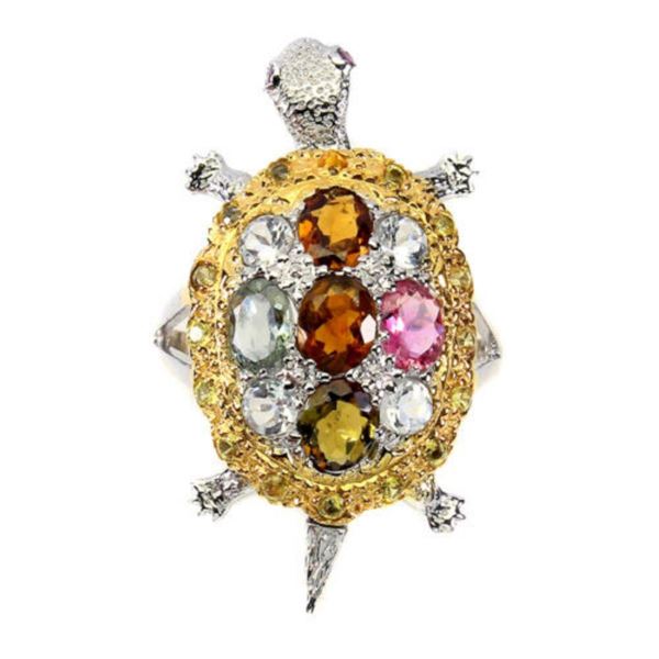 Natural Tourmaline &  Aquamarine  Ring