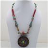 Image 1 : Tibet Hand Made Natural Turquoise & Coral Necklace