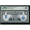 Image 1 : 1899 $2 Mini Porthole Silver Certificate PMG 45