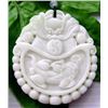 Image 1 : Jade Asian Decor 258cts Real Jade White and Green Tai-Ji And Pi-Xiu Dragon Coin Amulet