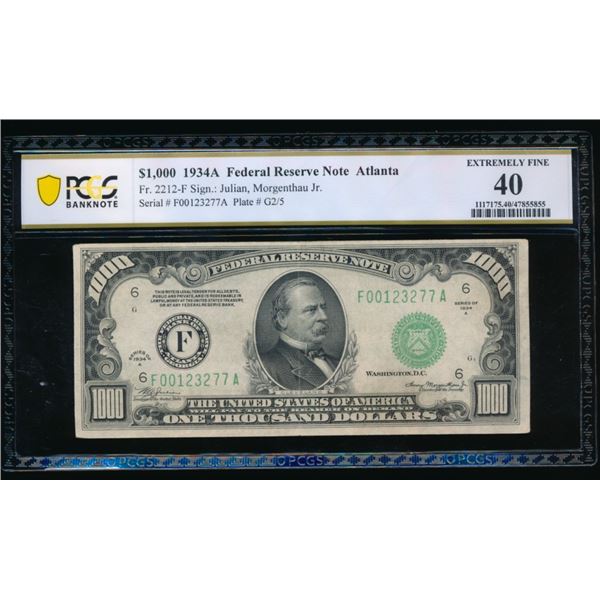 1934A $1000 Atlanta FRN PCGS 40