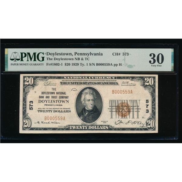 1929 $20 Doylestown PA National PMG 30