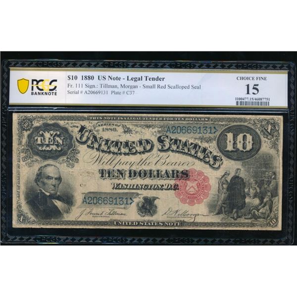 1880 $10 Jackass Legal Tender Note PCGS 15