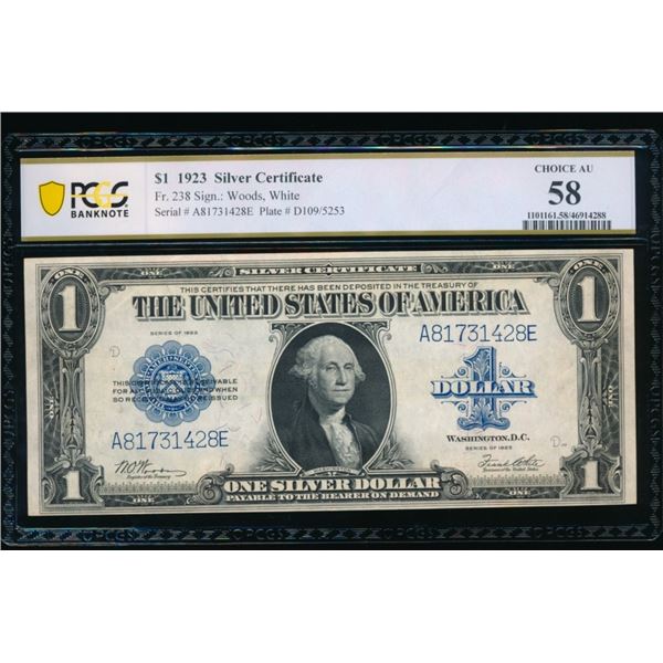 1923 $1 Silver Certificate PCGS 58