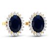 Image 2 : 14KT Yellow Gold 2.60ctw Blue Sapphire and Diamond Earrings