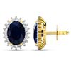 Image 4 : 14KT Yellow Gold 2.60ctw Blue Sapphire and Diamond Earrings