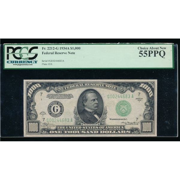 1934A $1000 Chicago FRN PCGS 55PPQ