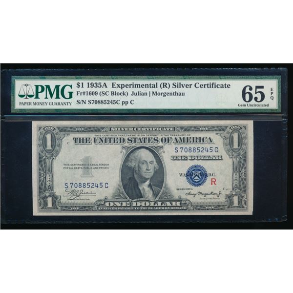 1935A $1 Experimental R Silver Certificate PMG 65EPQ