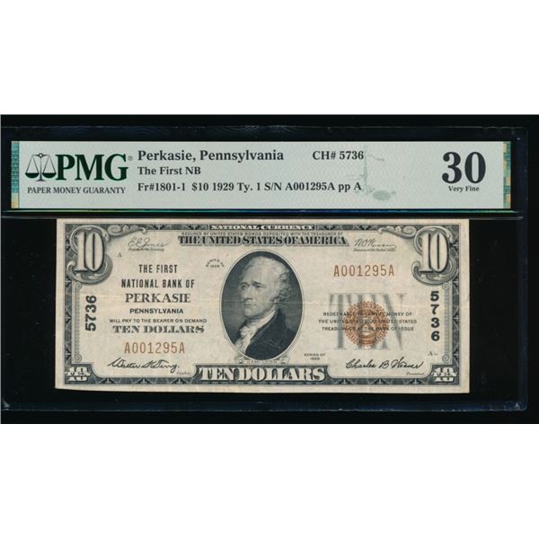 1929 $10 Perkasie PA National PMG 30