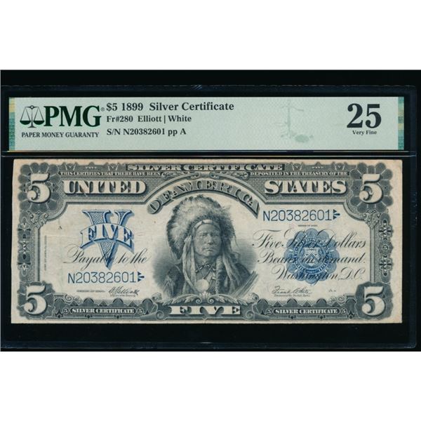 1899 $5 Chief Silver Certificate PMG 25