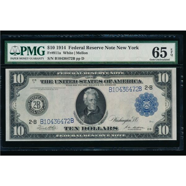 1914 $10 New York FRN PMG 65EPQ