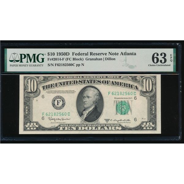 1950D $10 Atlanta FRN PMG 63EPQ