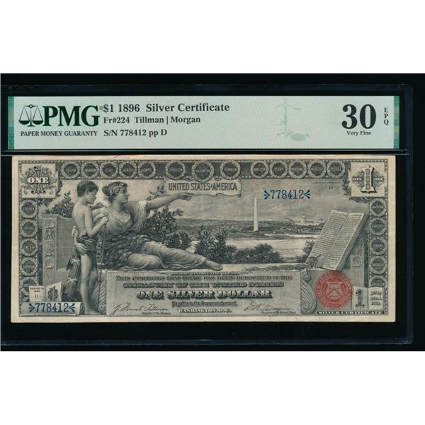 1896 $1 Educational Silver Certificate PMG 30EPQ