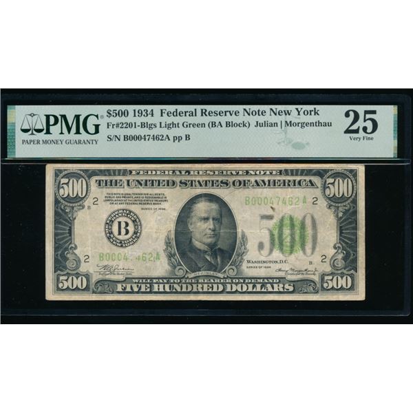 1934 $500 New York FRN PMG 25