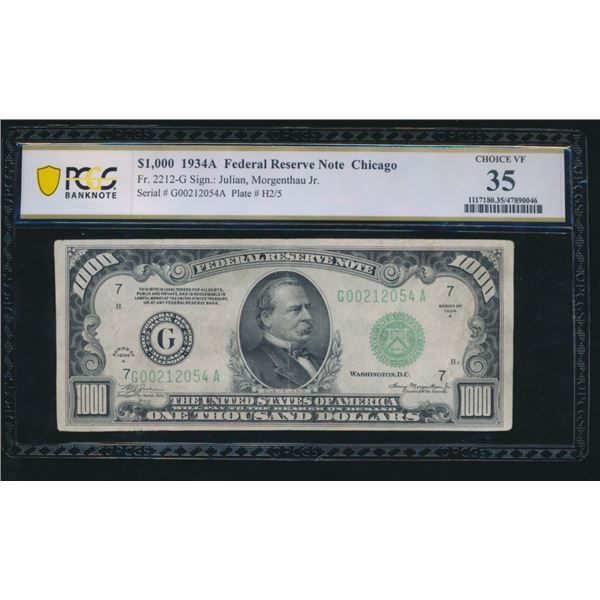 1934A $1000 Chicago FRN PCGS 35
