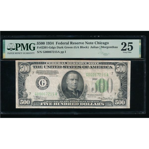 1934 $500 Chicago FRN PMG 25