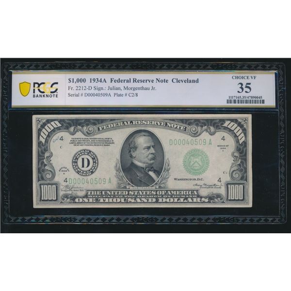 1934A $1000 Cleveland FRN PCGS 35