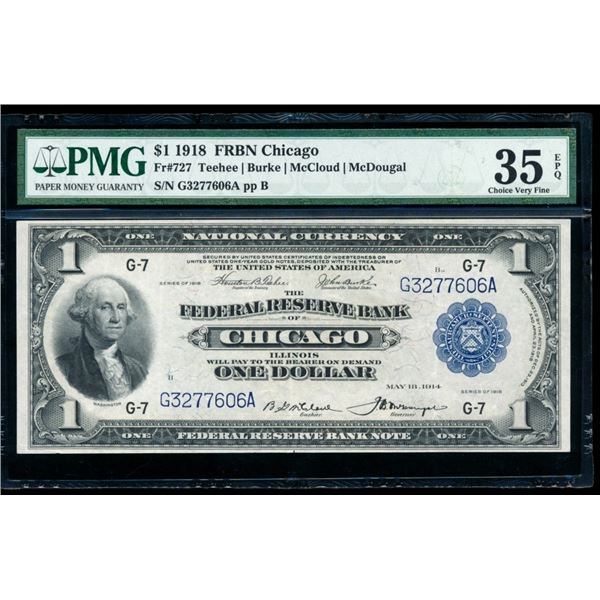1918 $1 Chicago FRBN PMG 35EPQ