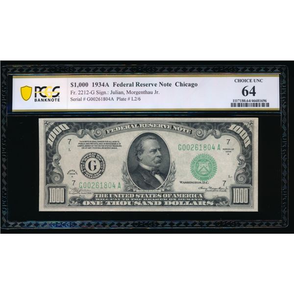 1934A $1000 Chicago FRN PCGS 64