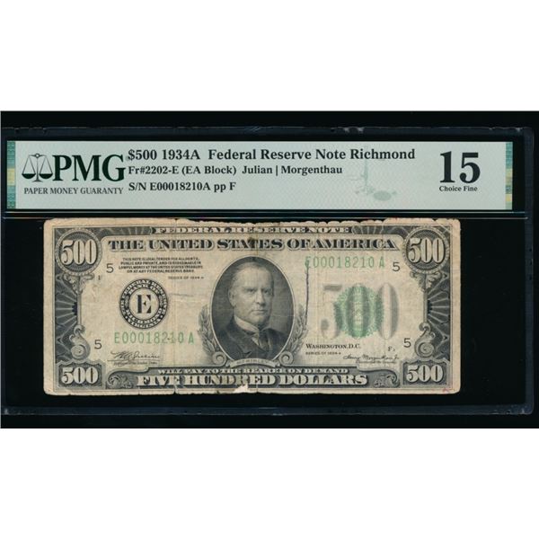 1934A $500 Richmond FRN PMG 15