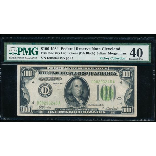 1934 $100 Cleveland FRN PMG 40