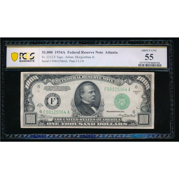 1934A $1000 Atlanta FRN PCGS 55