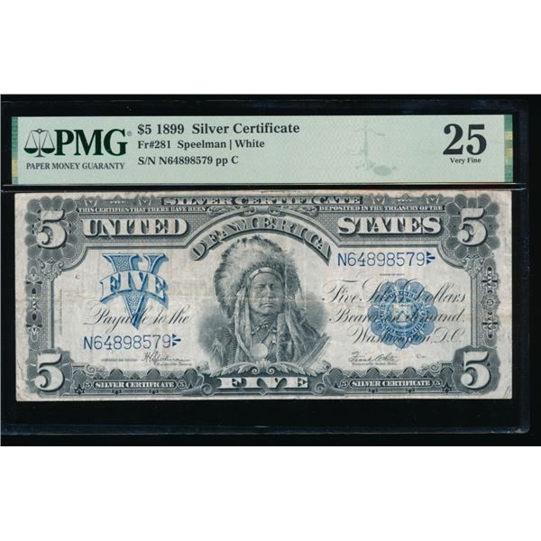 1899 $5 Chief Silver Certificate PMG 25