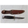 Image 3 : Stainless Steel Knife w/Wooden Handle & Case (Made in Japan) - Blue Steel Straight Blade in Leather 