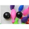 Image 2 : (9) Kids Plastic Bowling Pins & (2) Balls