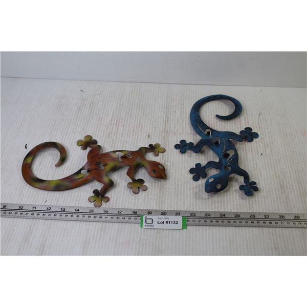 (2) Decorative Metal Lizard