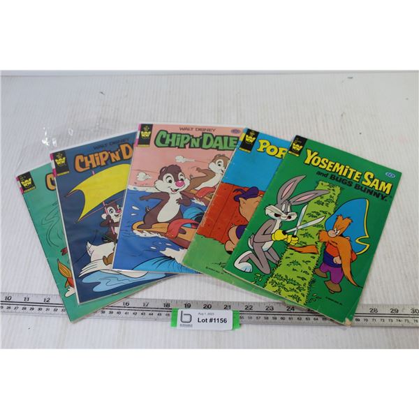 (5) Whitman Disney Comics (50 & 40 Cent)-- Chip & Dale, Porky the Pig