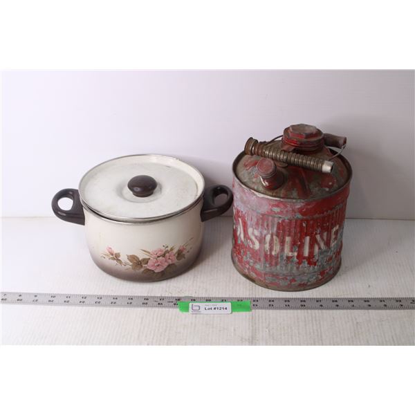 Vintage Gasoline Can and Pot