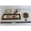 Image 1 : German Coo-Coo Clock and Key, Metal Keys, Bonnet Girl Picture, Pressed Feather Flowers